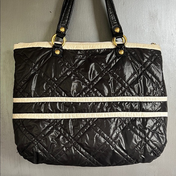 Coach Y2K Poppy Ski Bunny Large Quilted Puffer Tote Shoulder Bag black/white - Picture 6 of 11
